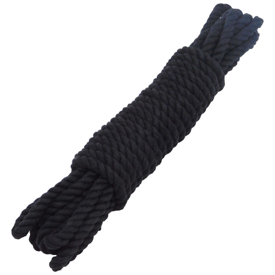 Super Soft Triple-Strand 1/4 Inch Twisted Cotton Bondage Rope (Black)