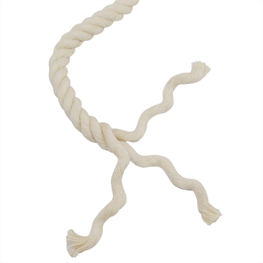 Knotty Desires Twisted Cotton Bondage Rope showing the three individual strands that make up the twisted cotton rope.