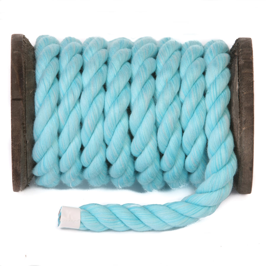 Super Soft Triple-Strand 1/4 Inch Twisted Cotton Bondage Rope (Aqua)