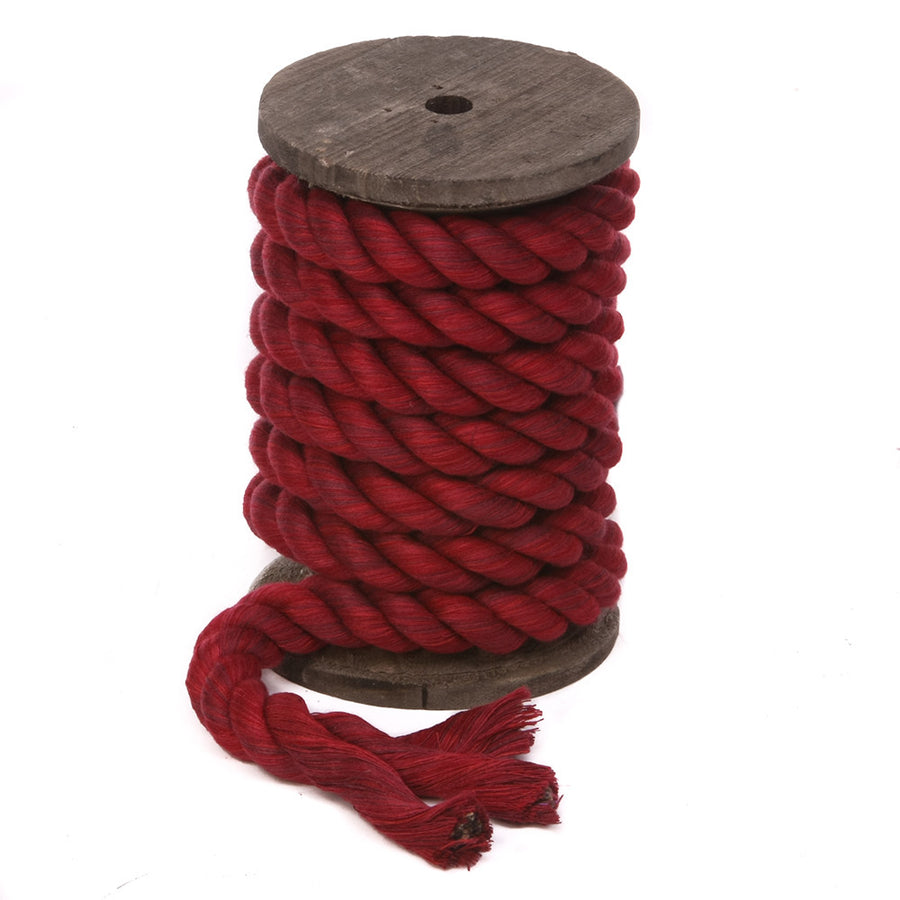 Super Soft Triple-Strand 1/4 Inch Twisted Cotton Bondage Rope (Burgundy)