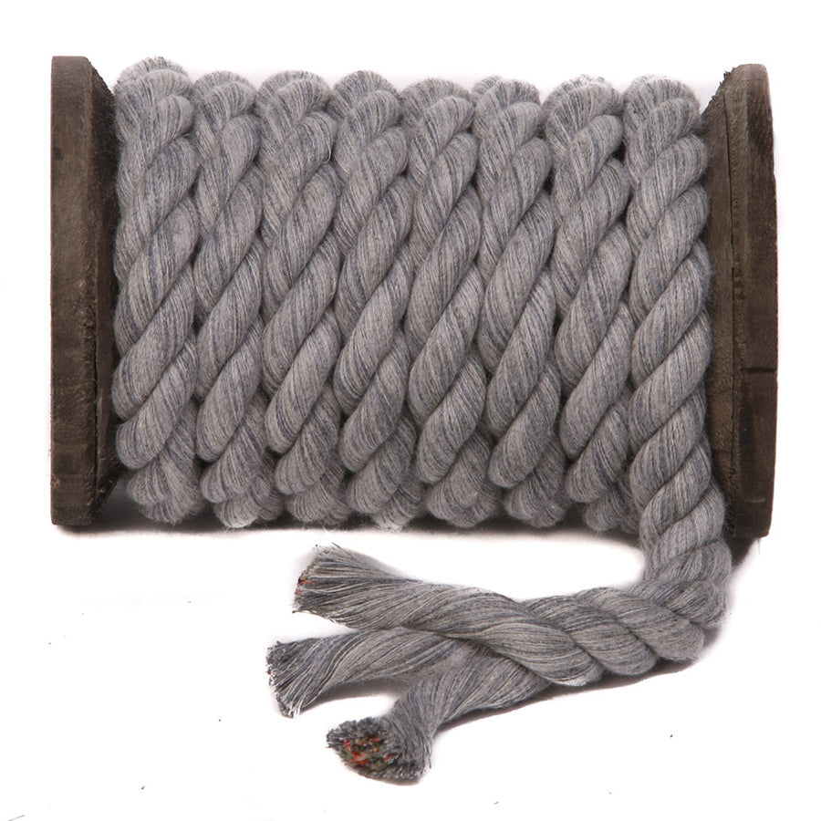 Super Soft Triple-Strand 1/4 Inch Twisted Cotton Bondage Rope (Grey)