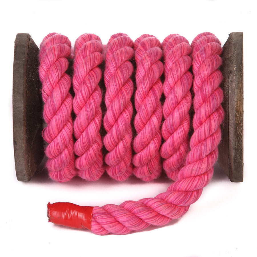 Twisted Cotton Bondage Rope in hot pink by Knotty Desires.