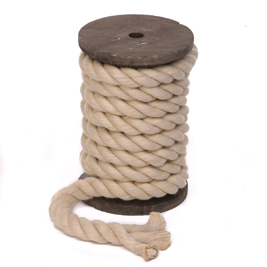 Super Soft Triple-Strand 1/4 Inch Twisted Cotton Bondage Rope (Tan)