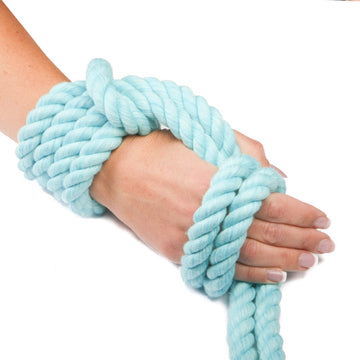 Super Soft Triple-Strand 1/4 Inch Twisted Cotton Bondage Rope (Aqua)