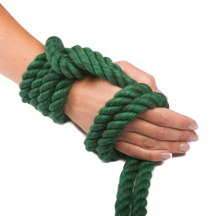 Super Soft Triple-Strand 1/4 Inch Twisted Cotton Bondage Rope (Green)