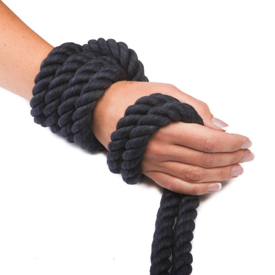 Super Soft Triple-Strand 1/4 Inch Twisted Cotton Bondage Rope (Navy Blue)