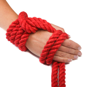 Red Twisted Cotton Bondage Rope by Knotty Desires.