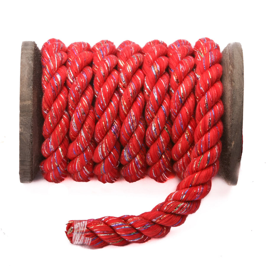 Super Soft Triple-Strand 1/2 Inch Twisted Cotton Bondage Rope (Red Glitter)