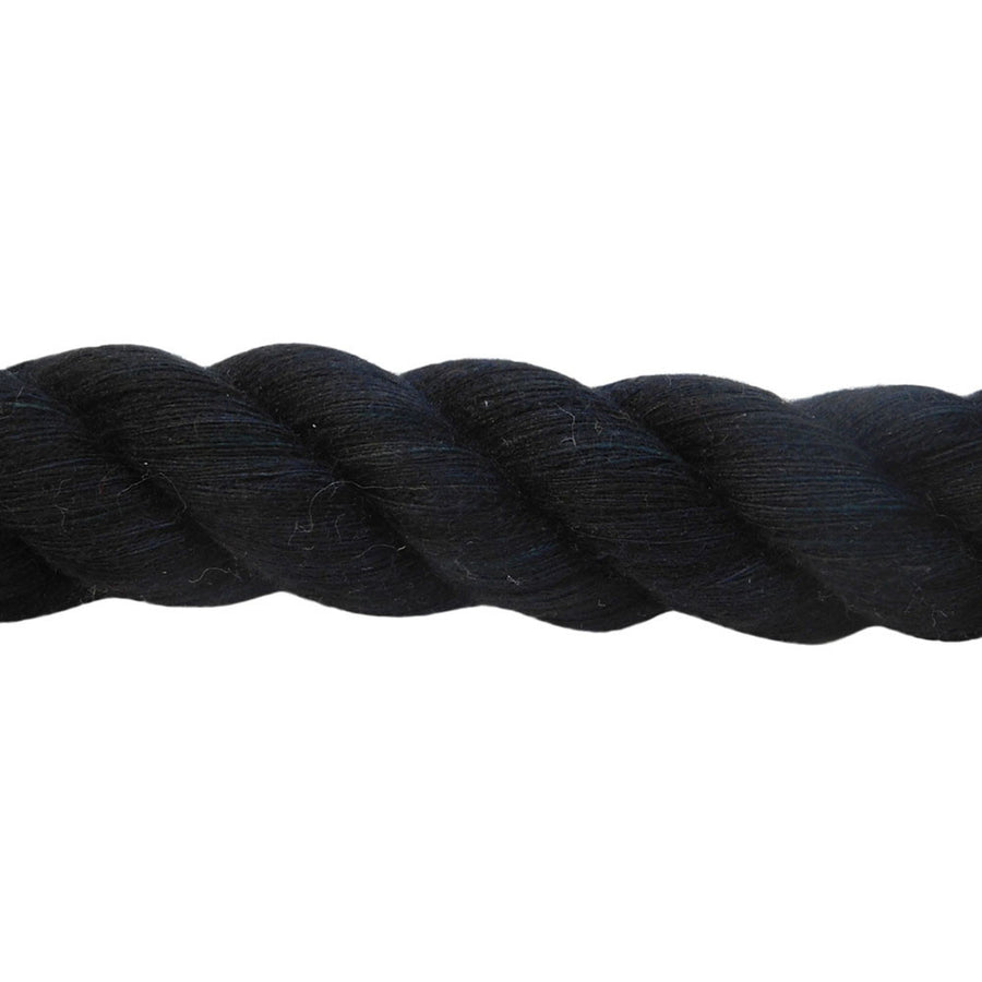 Close up of Knotty Desires Black Twisted Cotton Bondage Rope showing the soft fibers.