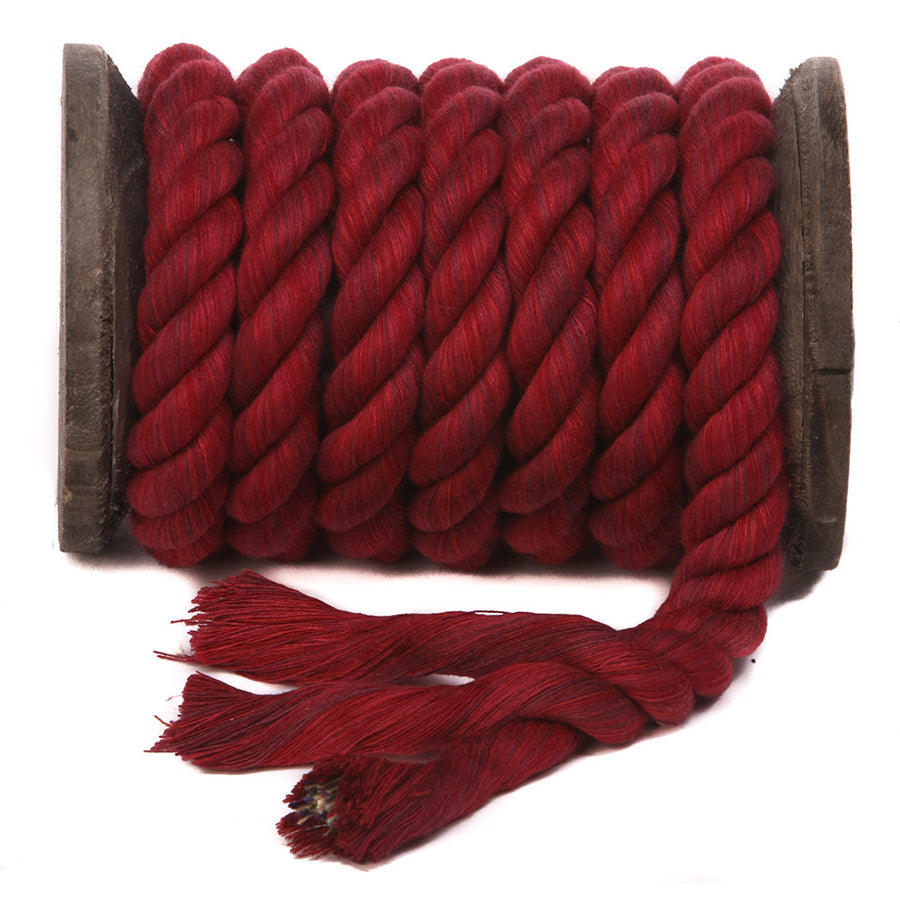 Super Soft Triple-Strand 1/4 Inch Twisted Cotton Bondage Rope (Burgundy)