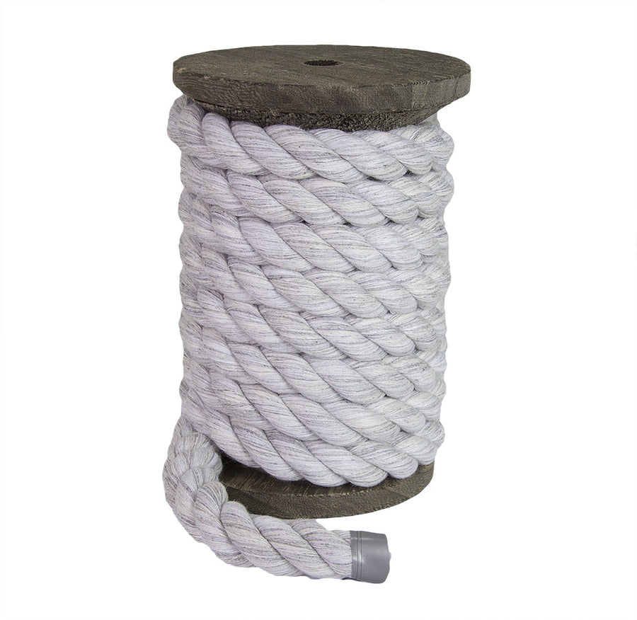 Knotty Desires Twisted Cotton Bondage Rope in Grey on the spool.