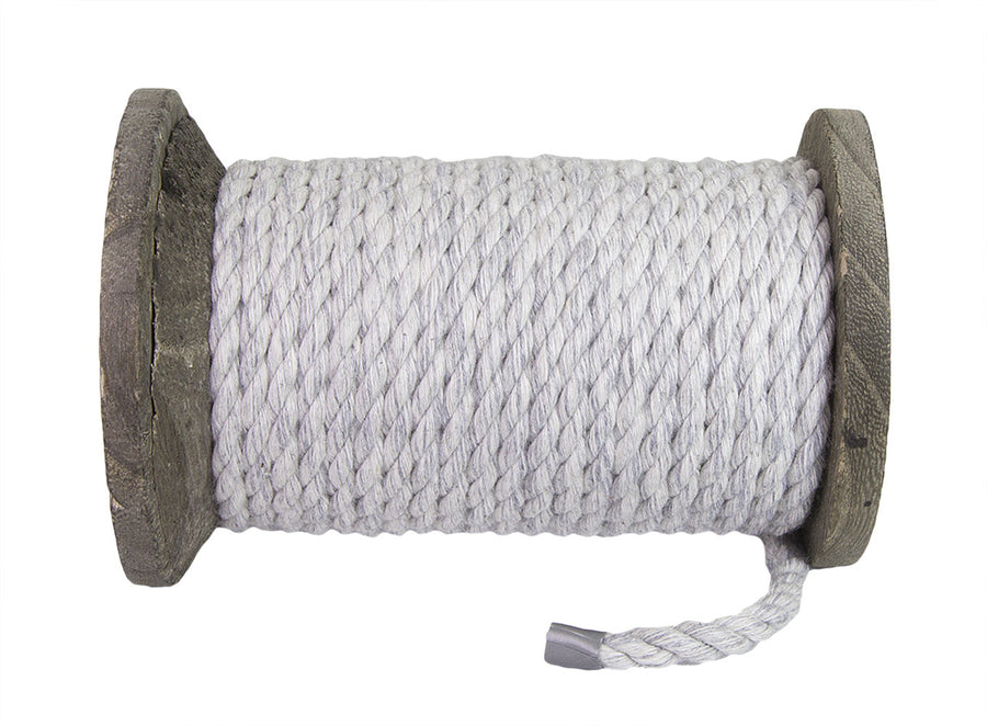 Super Soft Triple-Strand 1/4 Inch Twisted Cotton Bondage Rope (Light Grey)