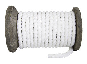 Twisted Chenille Bondage Rope by Knotty Desires in white on a spool.