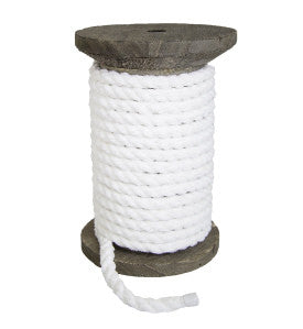 Knotty Desires Twisted Chenille Bondage Rope in white on a spool.