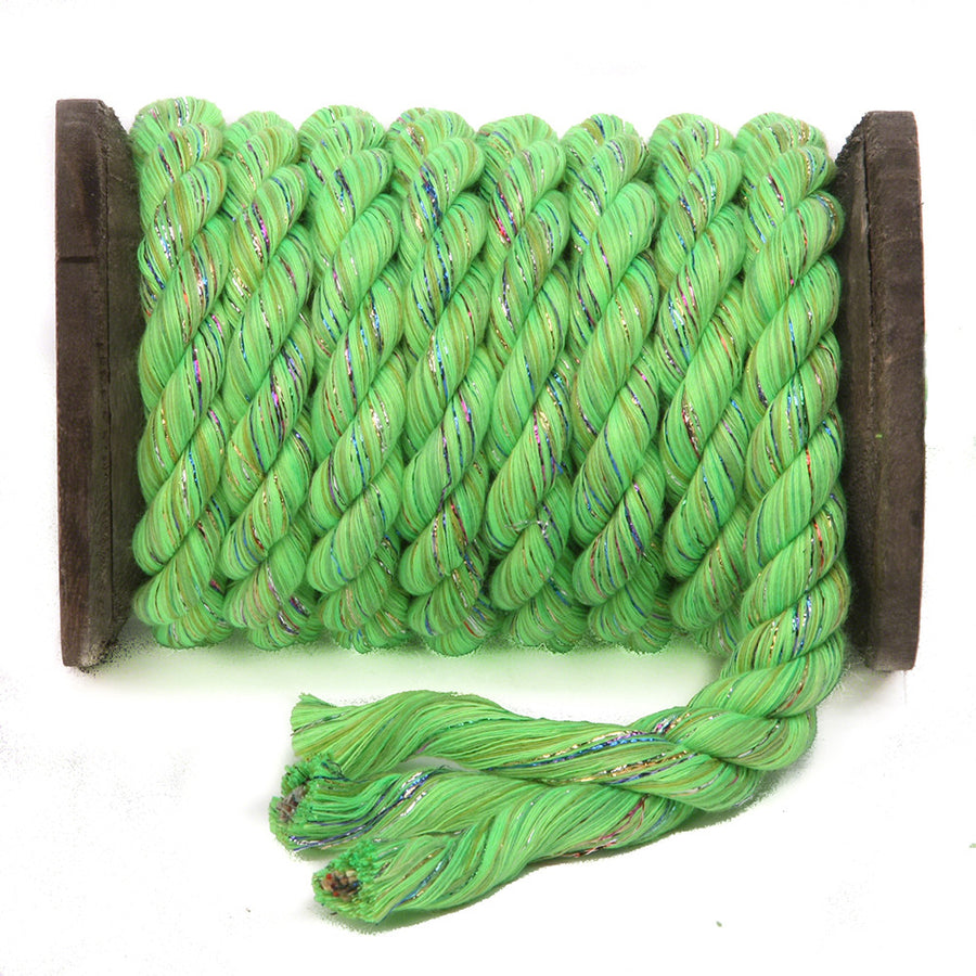 Super Soft Triple-Strand 1/4 Inch Twisted Cotton Bondage Rope (Glitter Lime)