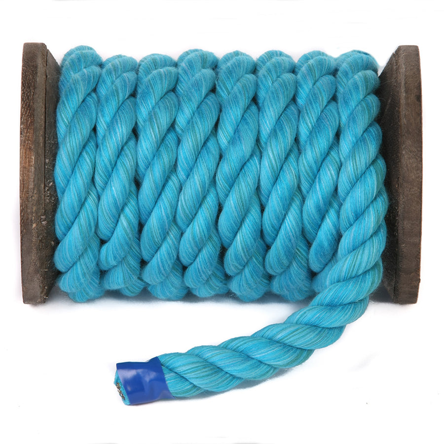 Twisted Cotton Bondage Rope by Knotty Desires in Turquoise.
