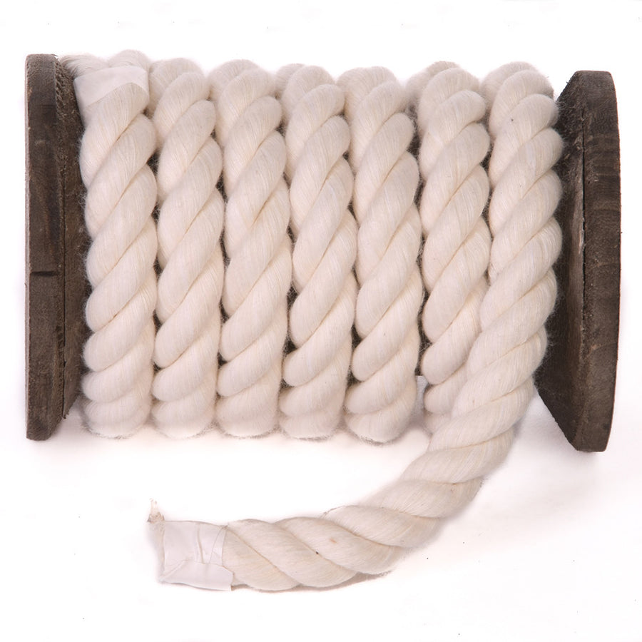 Knotty Desires Twisted Cotton Bondage Rope in white on a spool.
