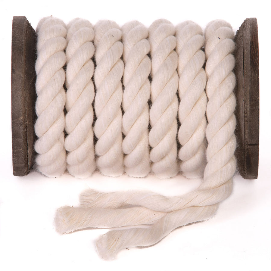 Super Soft Triple-Strand 1/4 Inch Twisted Cotton Bondage Rope (Natural White)