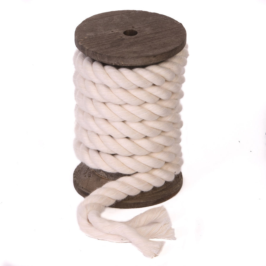 Super Soft Triple-Strand 3/4 Inch Twisted Cotton Bondage Rope (Natural White)